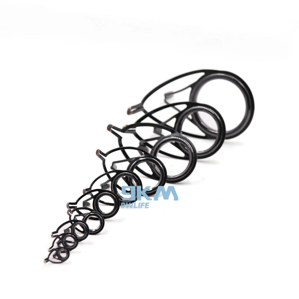 Guías de caña de pescar 50 ~ 120 piezas Kit de reparación negro construcción resistente 6 # -50 # Pesca en agua dulce y salada de acero inoxidable y cerámica - imagen 3