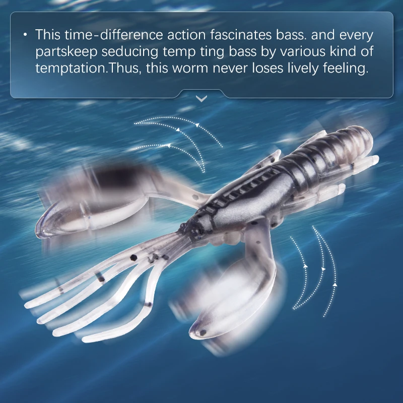 MEREDITH-Señuelos de Pesca DoliveCraw, 6,5 cm/4,3g, 10 piezas, gusanos, señuelos blandos, cebo para pesca de camarón y lubina - imagen 2