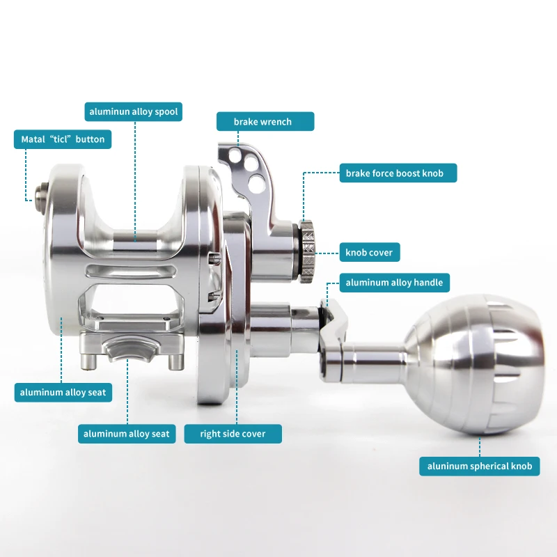 Carrete de Jigging lento para invierno, artículos de pesca de agua salada, accesorios de aleación de aluminio, ruedas de pesca de barco totalmente metálicas, equipo de aguas profundas - imagen 3