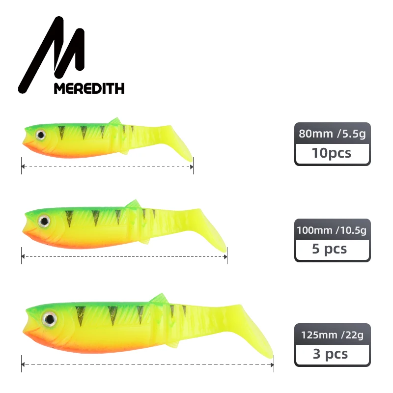 MEREDITH-cebos artificiales para pesca, cebos blandos de 80mm, 100mm y 125mm, Wobblers, de silicona - imagen 5
