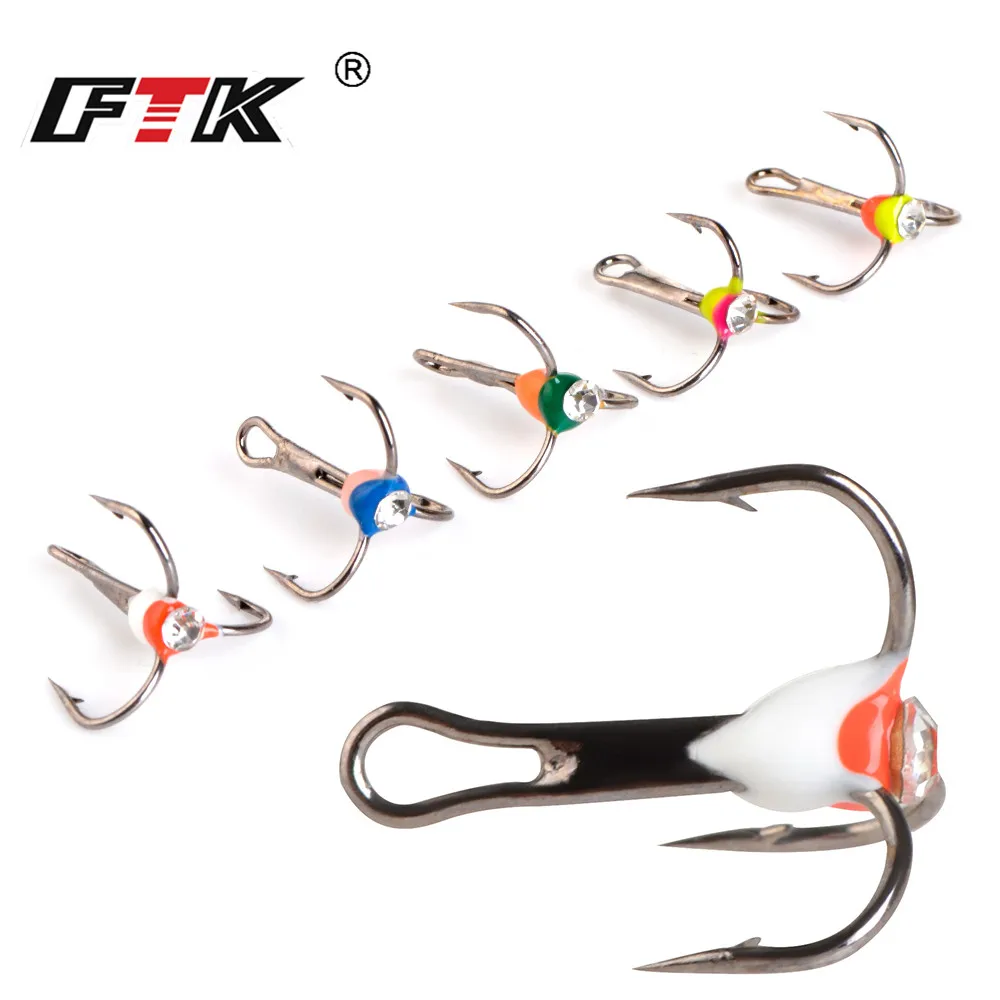 FTK-Juego de anzuelos de pesca triples, anzuelos de pesca en hielo, tamaño 6 #/8 #/10 #12 #, acero de alto carbono para carpa, Japón, Invierno