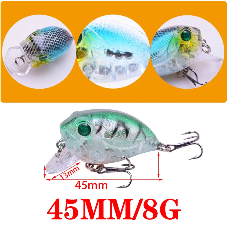 Señuelo de Pesca Crankbait, cebo duro de 45mm 8g Topwater Crank Wobbler Isca Artificial Bass Pike, aparejos de Pesca de Japón, 1 ud. - imagen 2
