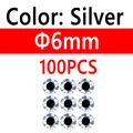 100pcs 6mm Silver