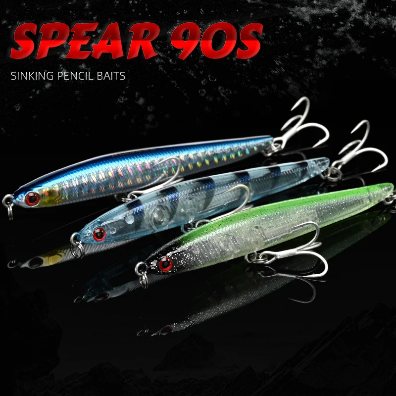 ALLBLUE-Barra de cebo de pesca SPEAR 90, señuelo de 90mm/9 g, lápiz de hundimiento, ojos 3D de sombra larga, cebos artificiales de tungsteno, aparejos de Lubina y Lucio - imagen 2
