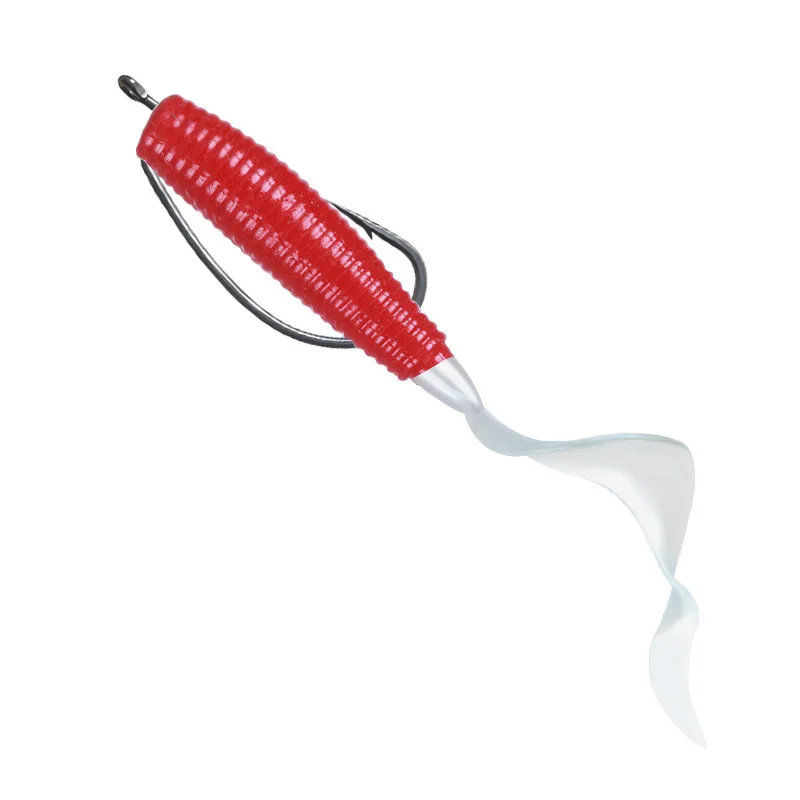 Anzuelo de pesca de alta calidad, señuelo Artificial gris hierro, anzuelos de gusano individuales, anzuelo de aleación de acero, lote de 8 piezas en oferta - imagen 3