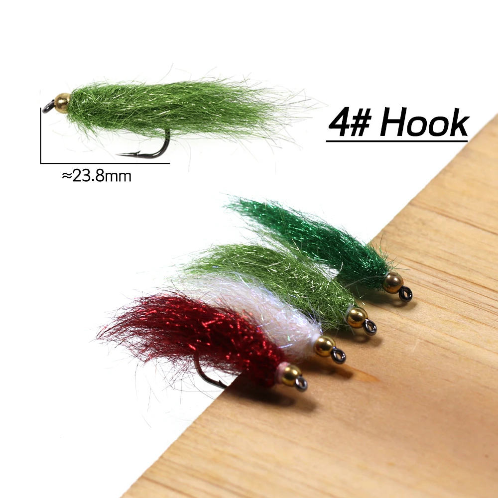 Bimo 7 unids/caja latón Beadhead hielo doblado Streamer Fly 4 # Señuelo con anzuelo para pesca de trucha, salmón, Steelhead - imagen 3