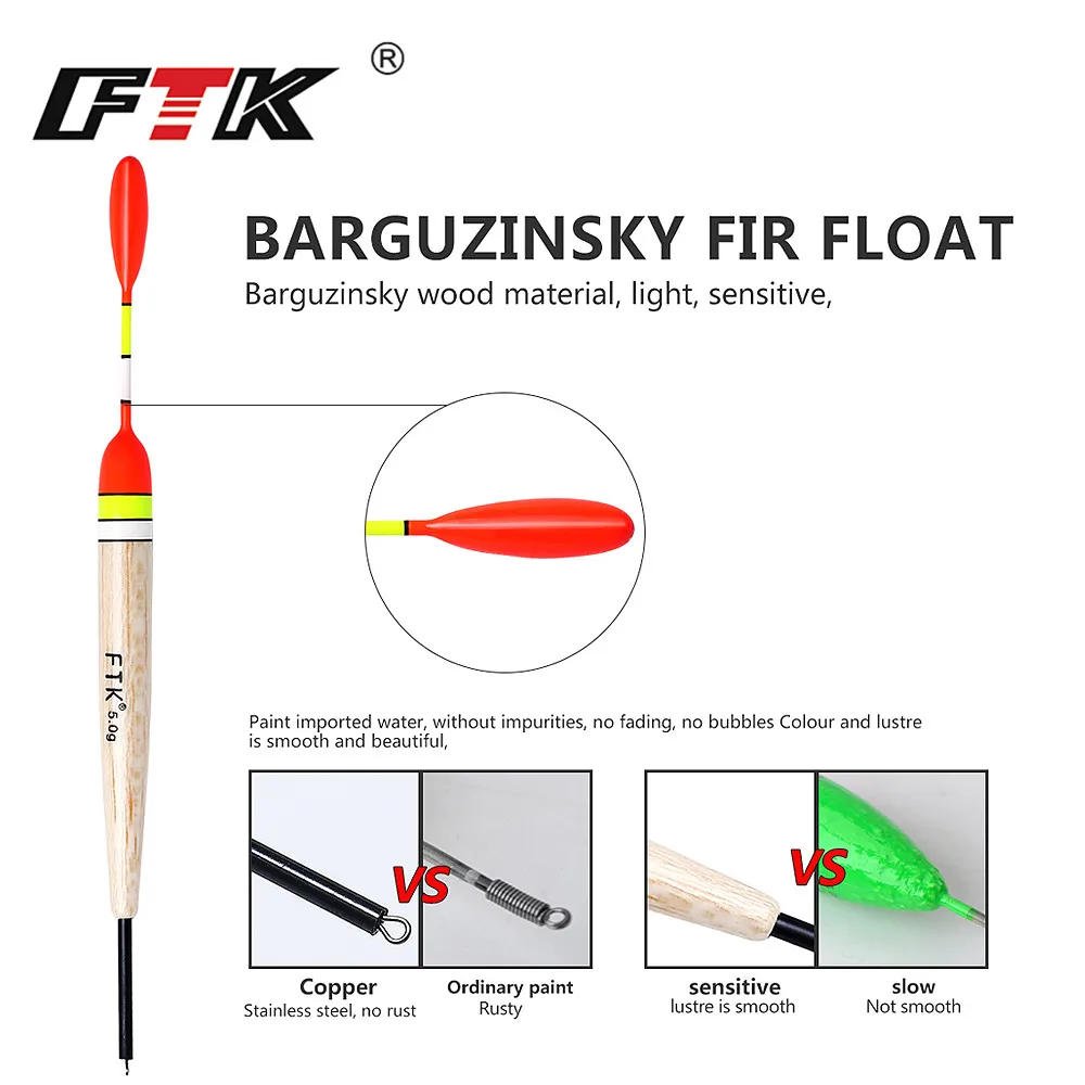 Barguzinsky-flotador de pesca de abeto para carpa, 17-20cm, 2G-5g, 10 piezas de lote - imagen 5