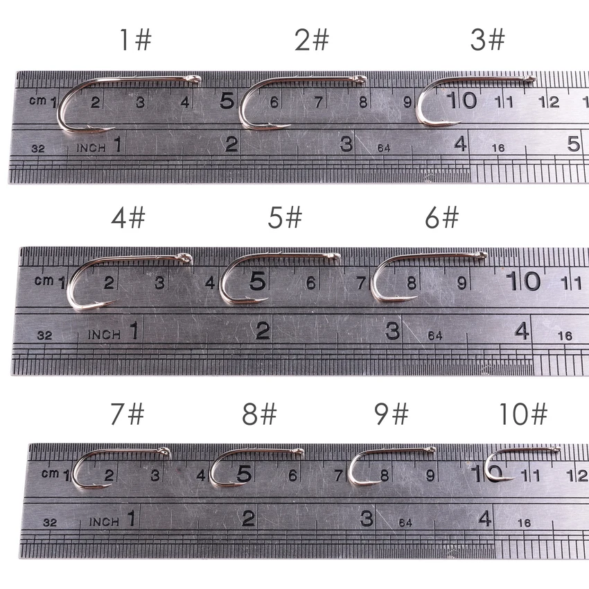 Anzuelo de pesca individual 1 #-12 #, abrazadera de pez de carpa marina, Círculo de bucle abierto con agujero, accesorios de pesca con púas, 100 unids/caja - imagen 4