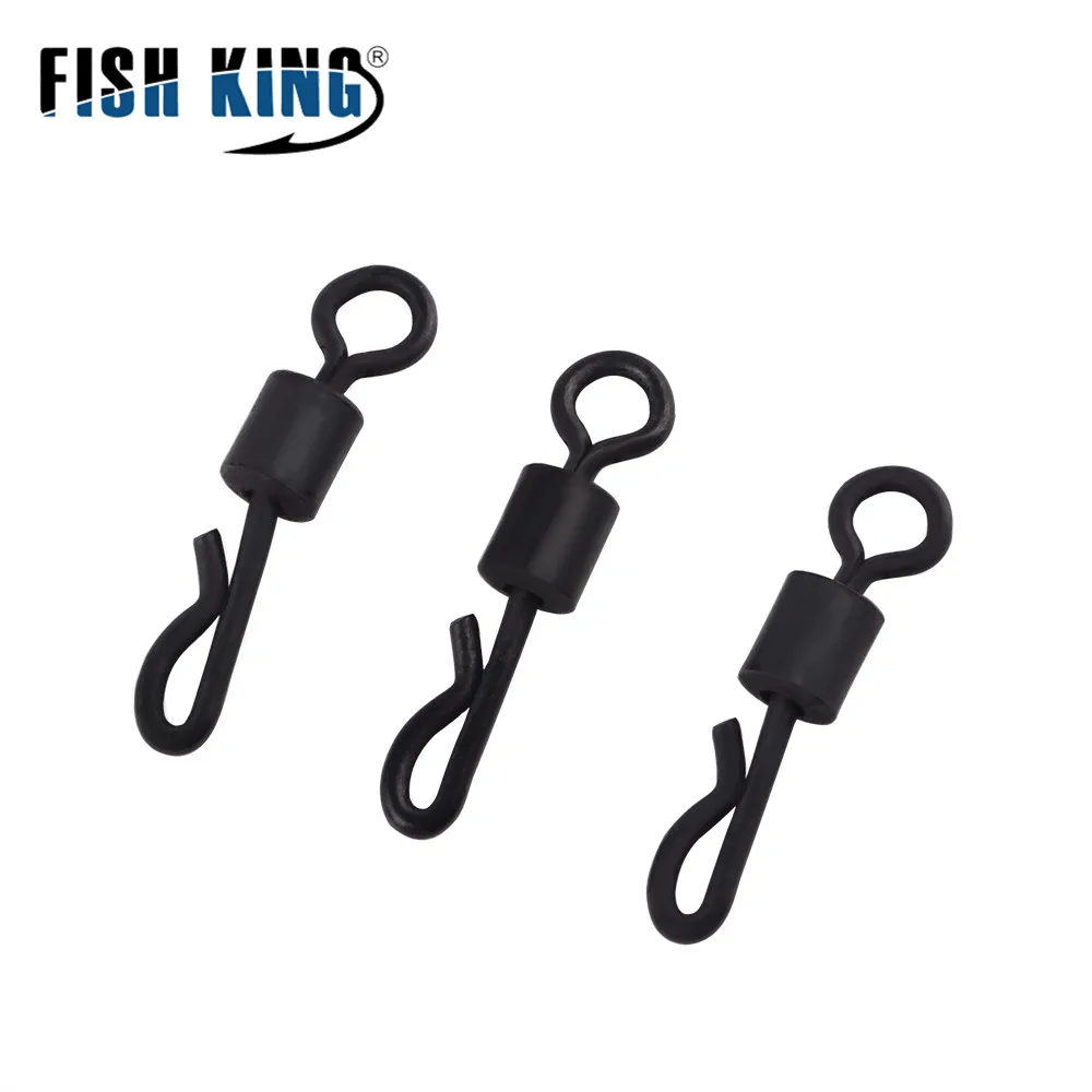 FISH KING-accesorios de pesca de carpa, conector giratorio rodante con mangas antienredos de goma, gancho para aparejos, 10-50 piezas - imagen 5