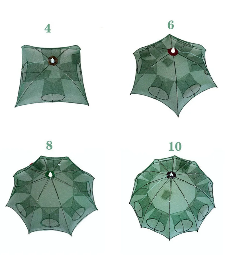 Red de pesca hexagonal portátil doblada con 4/6/8/10/12/16/20 agujeros, trampa automática para peces, camarones, carpas, jaulas, redes de malla Cra - imagen 4