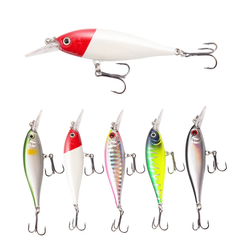 1pcs, Minnow Bait, 7.5cm 6g, Hundimiento, Lengua larga, Crankbait Wobblers, Ojos 3D, Señuelo artificial, Pesca, Swimbaits con anzuelos triples - imagen 2