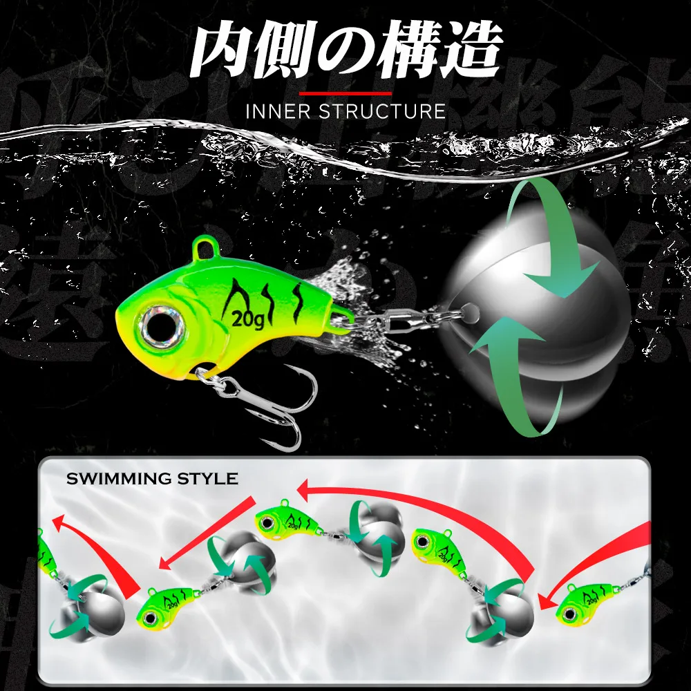 Hunthouse-señuelo giratorio de cola de pesca, vib, hundimiento, vibración de invierno, 5g/10g/15g/20g, plantilla de Metal, fundición crankbait, trucha dulce - imagen 3