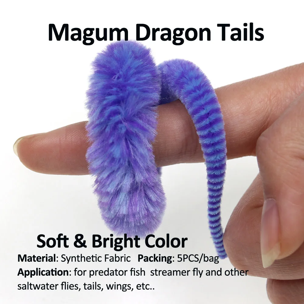 Bimoo-cola de dragón Magnum Bicolor, Lucio, Material de atado de moscas de agua salada, Streamer, Cabeza de Acero, atado de moscas, 5 unids/lote por paquete, 22cm - imagen 3
