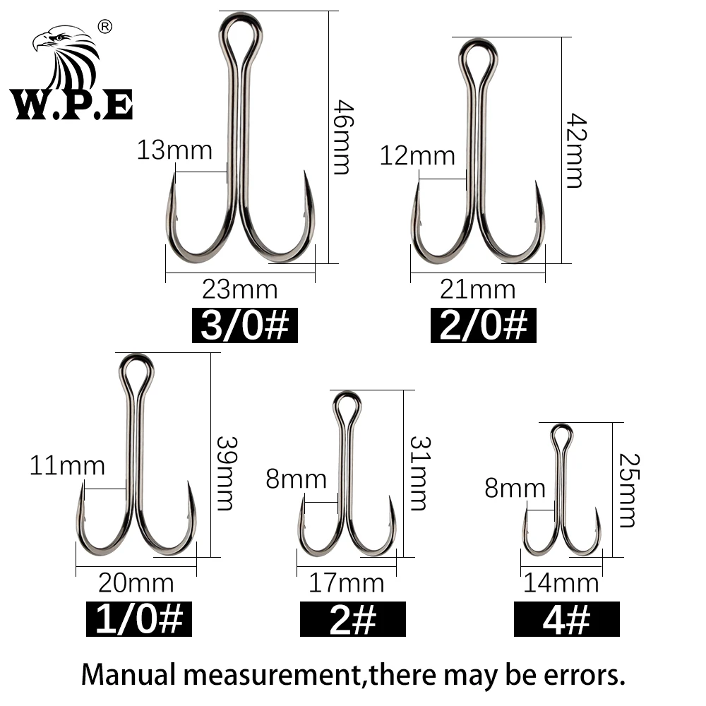 W.P.E-anzuelos dobles de pesca, de acero con alto contenido de carbono, plantilla de púas, aparejos de pesca con mosca, 10-20 unids/paquete 4 #-3/0 # - imagen 2