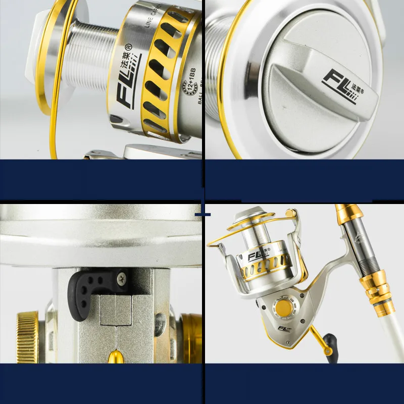 Carrete De Pesca De caña De mar especial De Metal, rueda giratoria De tiro largo, 12 + 1 eje, serie 9000-10000 - imagen 5