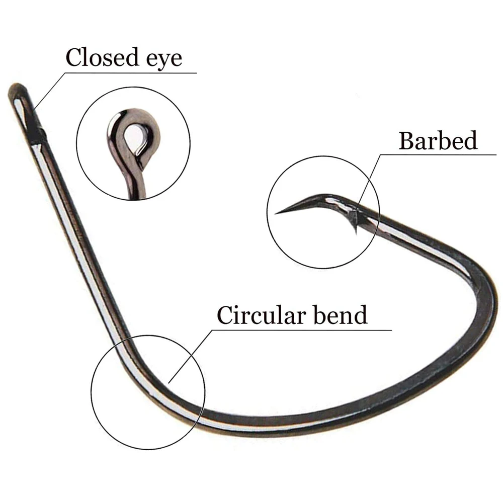 Anzuelos de pesca circulares de acero al carbono, 160 unids/caja, afilados, deportivos, para agua salada y dulce - imagen 3