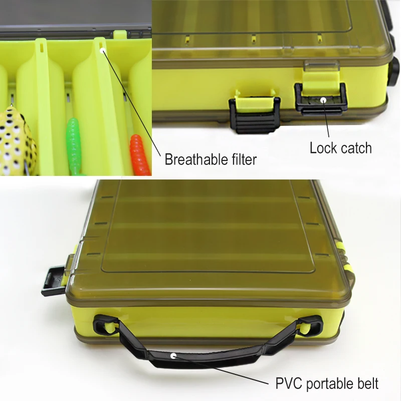 Caja de pesca para cebos, cajas de plástico para señuelos de doble cara, lápiz de pesca, caja de almacenamiento de aparejos, diseño de tipo de alta resistencia - imagen 3