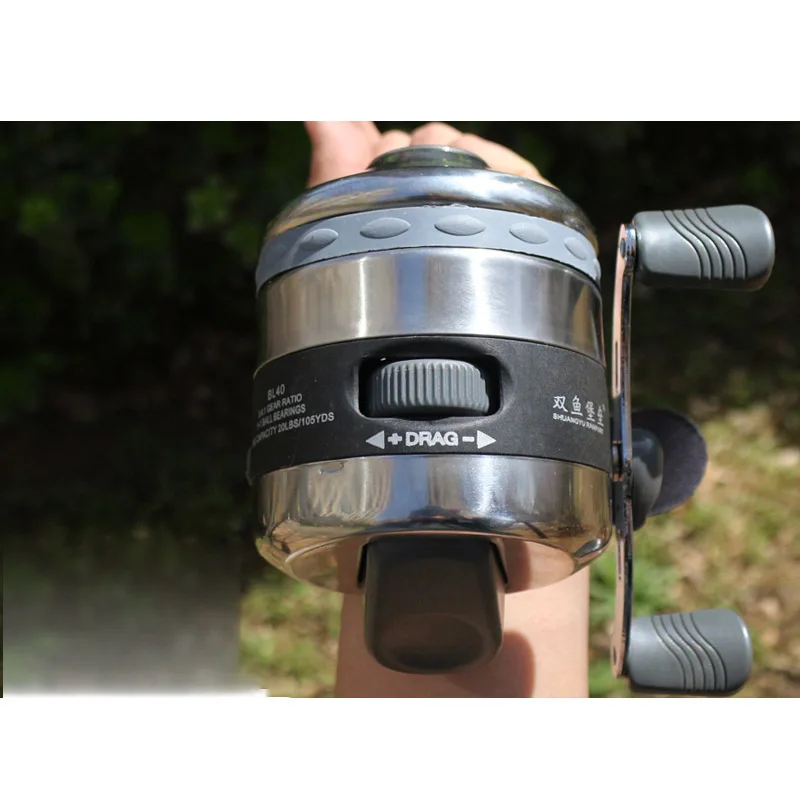 Carrete Spincast de pesca grande BL40, tirachinas de acero inoxidable para exteriores, tiro de peces con 5 #   Pulsera de nailon línea 40M - imagen 3