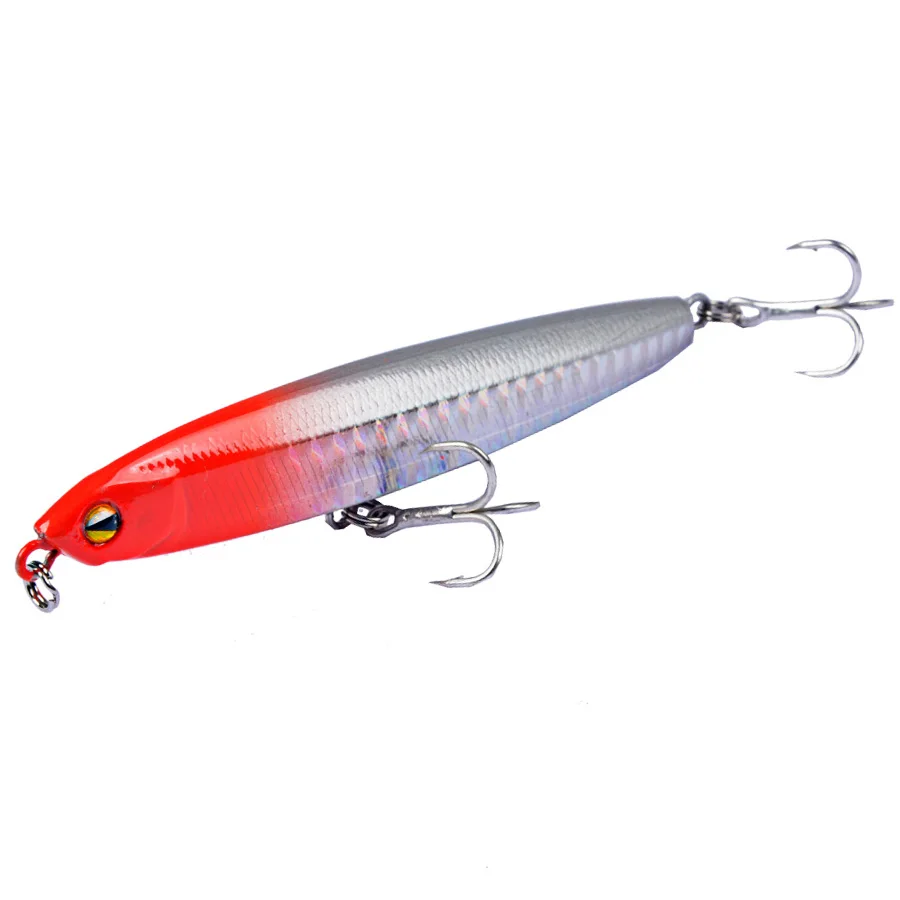 Lápiz de hundimiento para pesca, cebo Artificial duro de fundición larga, anzuelos fuertes, lubina de mar, señuelo de pesca de diseño ruidoso, 1 piezas