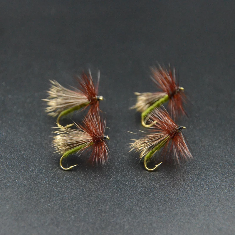CONTEMPLADOR 4 unids/caja 12 #   Chuck Caddis nymph xilogallo ala de pelo mosca seca cebos imitando insectos señuelos pesca trucha steelhead - imagen 2