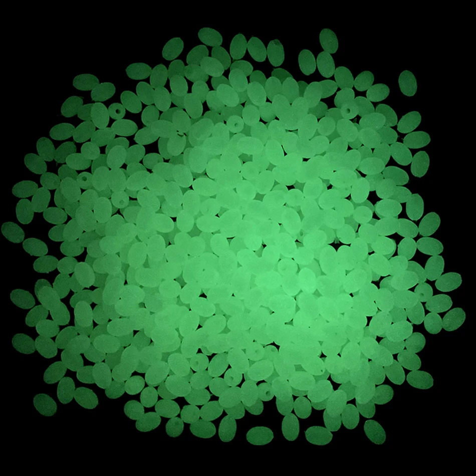 Cuentas de pesca de plástico suave ovaladas para anzuelos triples, abalorios brillantes para el fregadero, aparejos de señuelo de pesca verde y rojo, 100 piezas - imagen 2
