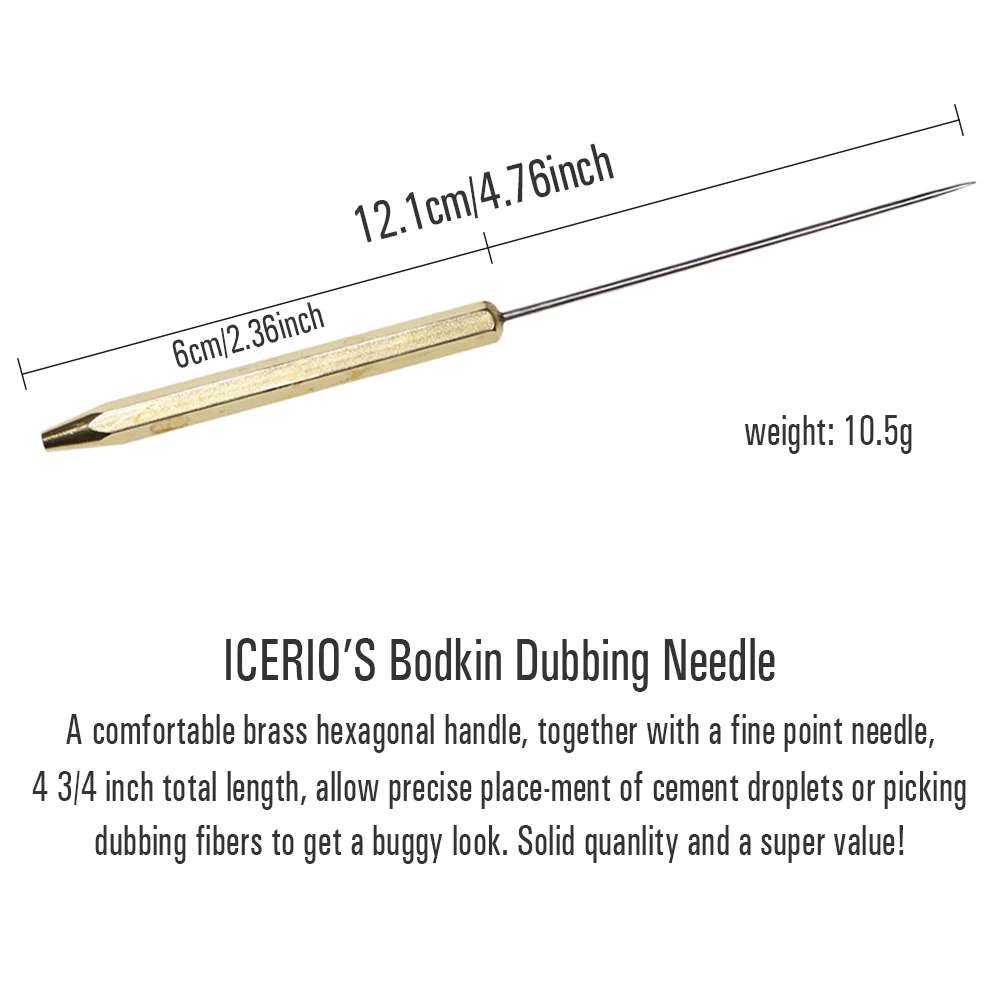 ICERIO 1 Uds pesca atado de moscas Bodkin herramienta de aguja de doblebado con mango de latón cebos de señuelo de pesca herramienta auxiliar de atado - imagen 2