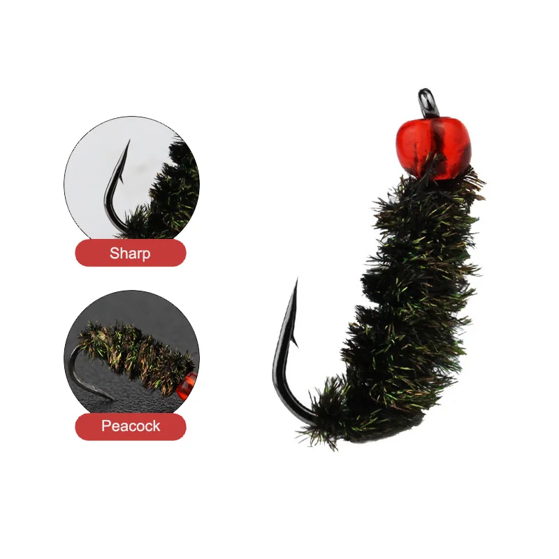 Mosodo-10 unidades de Señuelos de Pesca de Ninfa para trucha, señuelos de lubina, anzuelo de atado #12 #14 #16 #18, cebo de pesca con mosca, accesorios de pesca - imagen 3