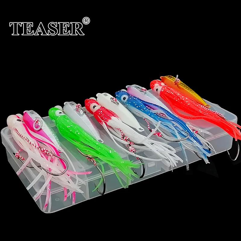 TEASER J25 40g 60g 80g 100g 120g 150g 180g 5 uds fondo de hundimiento lento Inchiku plantillas brillantes artificiales señuelo de calamar Kingfish Snapper