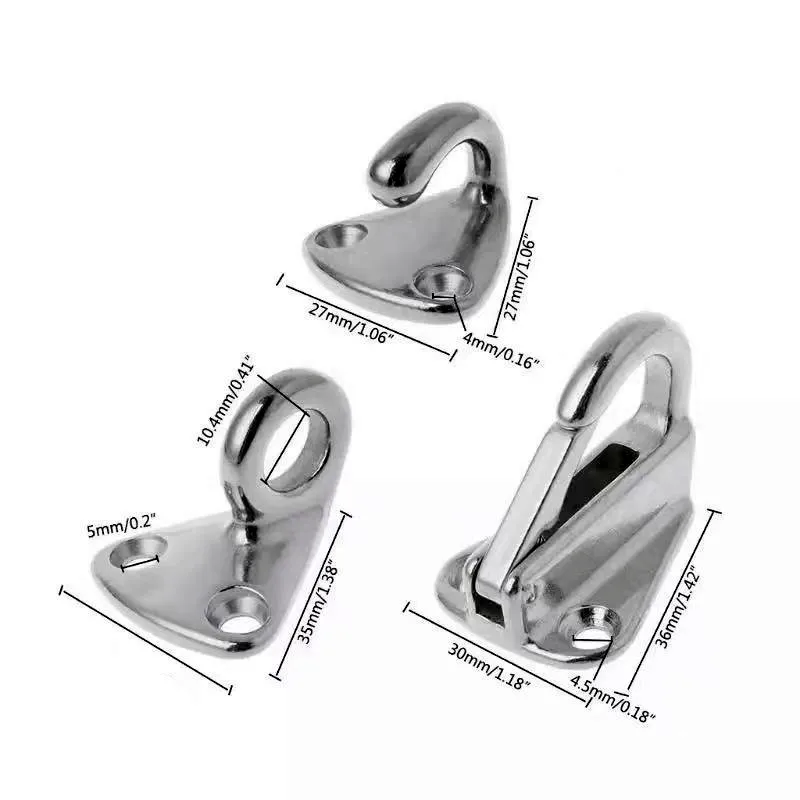 Ganchos de plegado de acero inoxidable, gancho de resorte para guardabarros, cuerda de fijación a presión, vela de barco, remolque, Hardware marino, accesorios para barcos - imagen 2