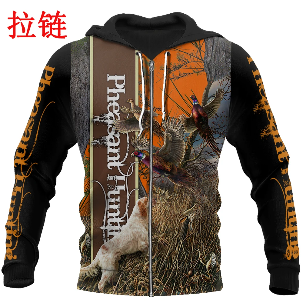 KJ0228 Sudadera pesca con capucha estampado 3D faisán - imagen 4