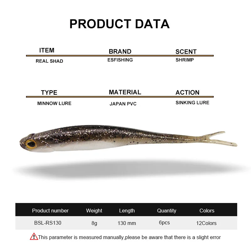 ESFISHING Swimmbait pesca señuelo suave Real Shad 130mm Isca cebo de plástico de silicona Artificial para Lucio aparejos de pesca en roca - imagen 4