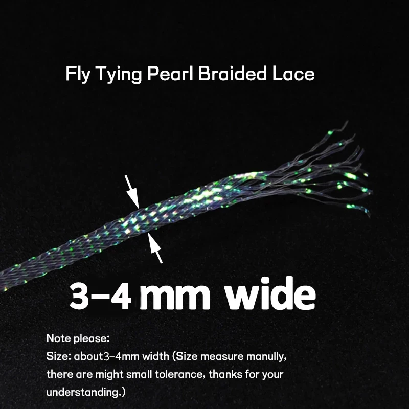Encaje trenzado de perlas de atado de moscas UV, 4 yardas, cebo de mosca, cuerpo de pescado, Scud, camarón, Streamer corporal, vestidor, Chenile Flash, 3-4mm - imagen 2