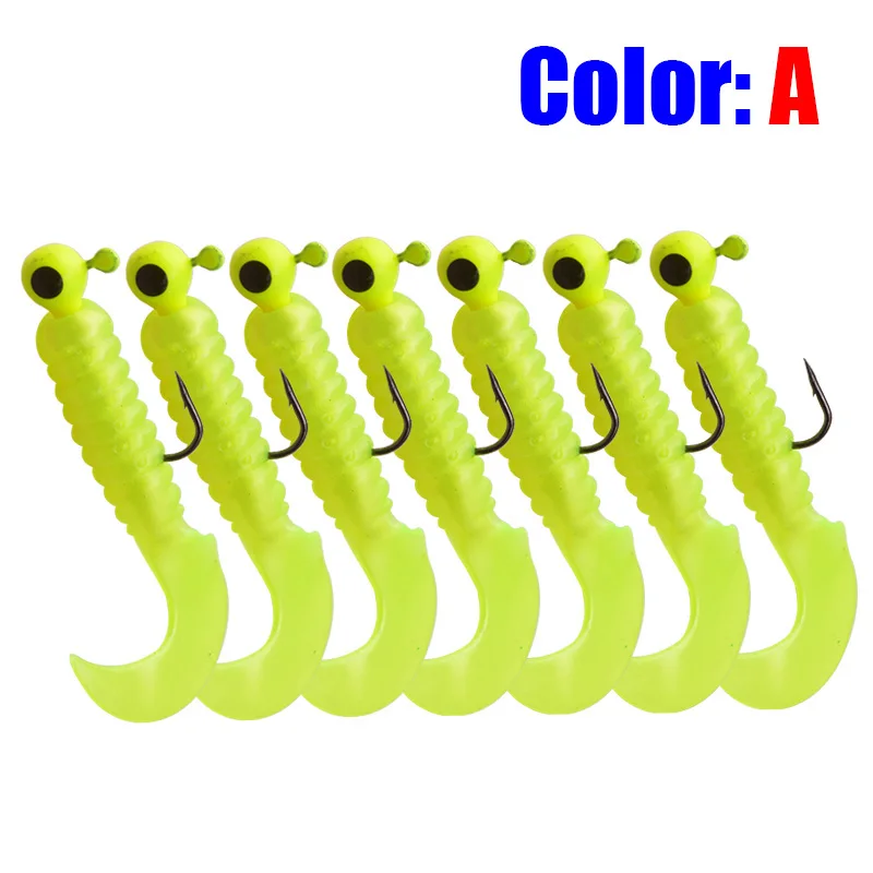 Señuelo de Pesca Artificial de silicona, aparejos de Pesca de mar de lubina, Jigging Wobblers suaves de 55mm y 3,2g, 7 unids/lote - imagen 3