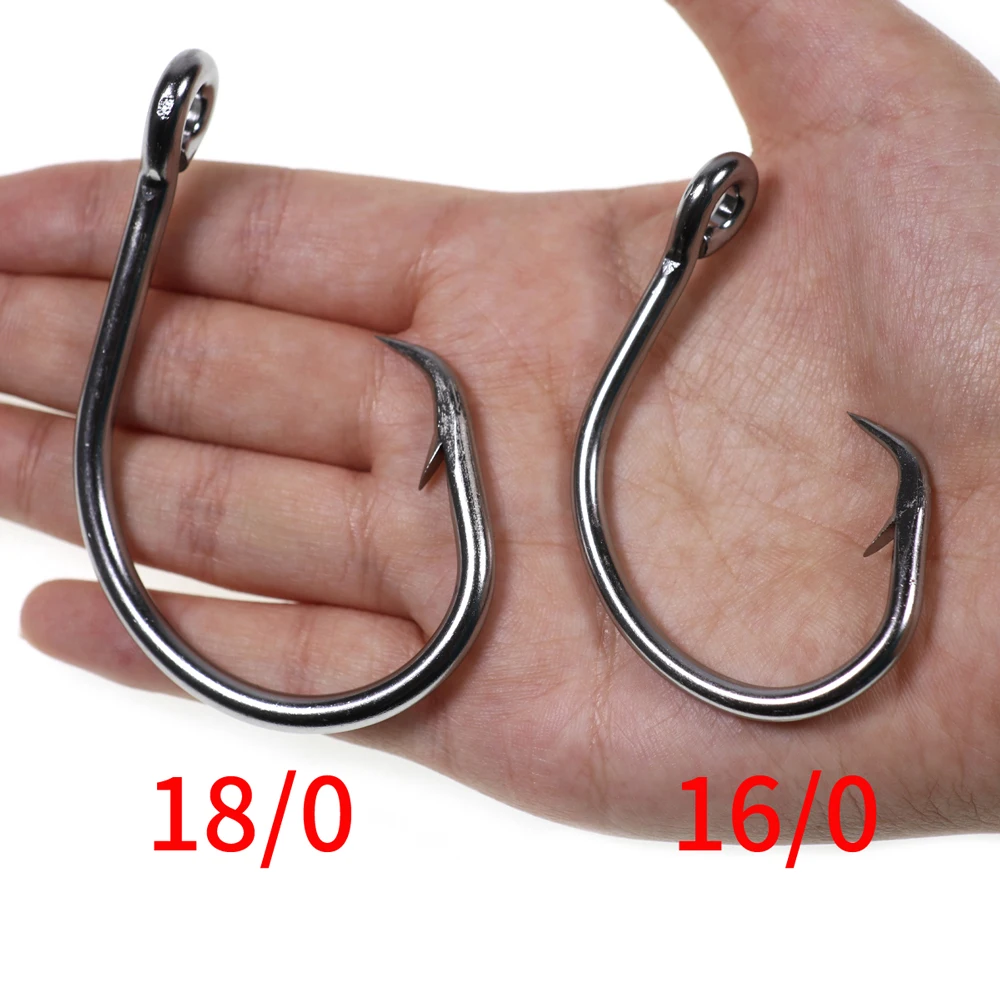 Wifreo-gancho circular pesado de acero inoxidable para pesca en agua salada, anzuelo de juego grande para atún, pargo, tiburón, 1 unidad, 12/0-18/0 - imagen 3