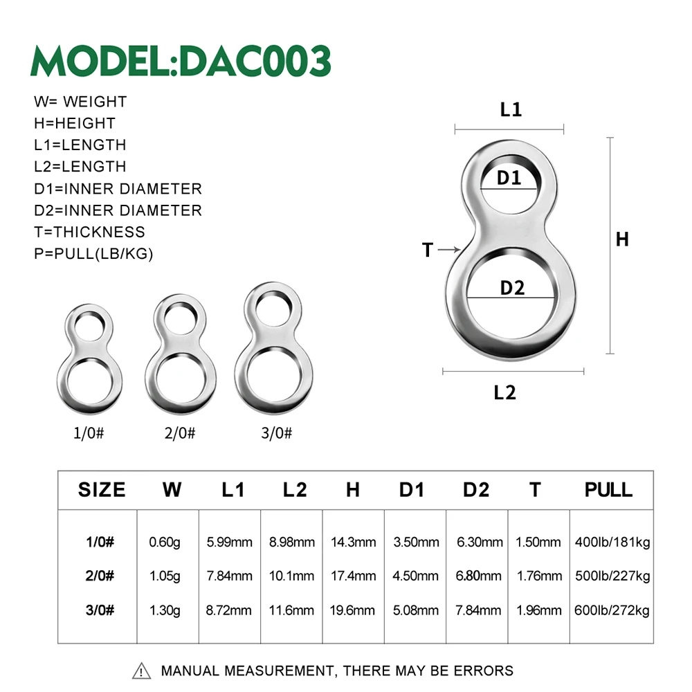 PROBEROS-conector de pesca giratorio, anzuelo de asistencia de anillo sólido, aparejos de pesca de acero inoxidable 500, 400-600LBS, 304 Uds. - imagen 2