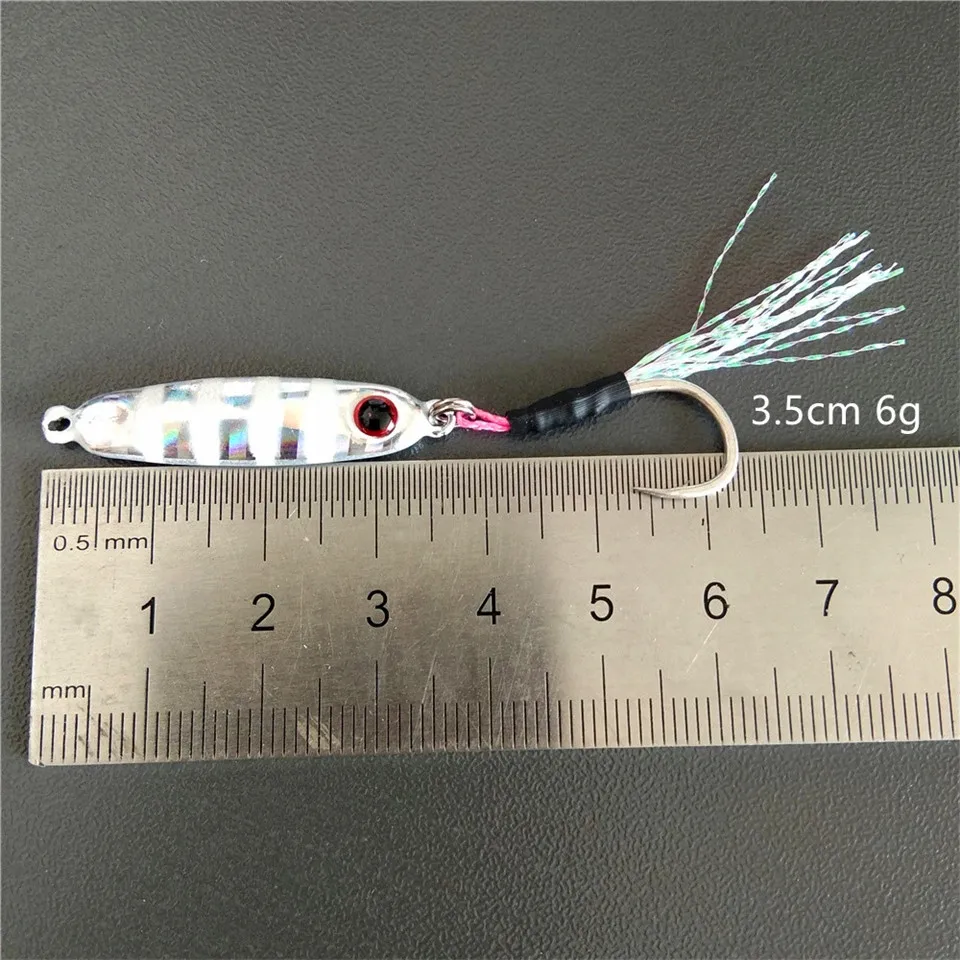 Micro JIG cebo de pesca en forma de Rockfishing, cebo con un solo gancho, señuelo Artificial Isca, señuelo de Microjig Jigging, 6 unidades por lote - imagen 4