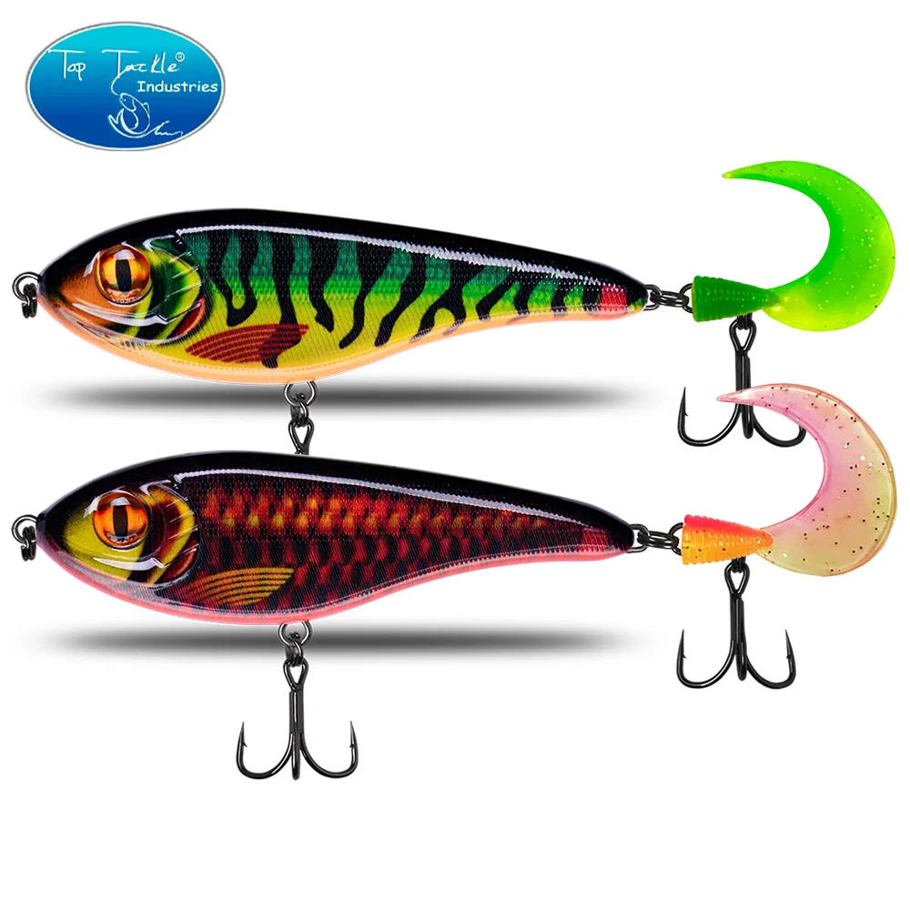Jerk cebo con cola suave señuelo de pesca para Lucio 105mm 32g CFLURE Muskie Pike Big VIB señuelo de pesca cebo duro Jerk 8 colores - imagen 3
