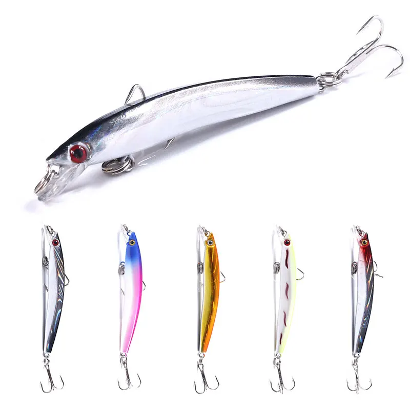 HENGJIA 1 pieza 8cm 5g Minnow señuelo de Pesca 5 colores cebo duro Artificial Swimbait Pesca carpa lubina aparejos de Pesca productos de Pesca - imagen 3