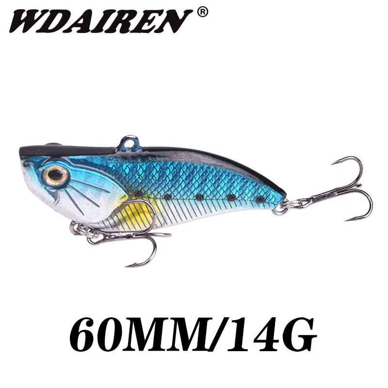 Señuelos de Pesca VIB, 1 unidad, 6cm, 14g, vibración de hundimiento Isca, cebo duro de plástico Artificial, anzuelo triple - imagen 2