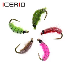 ICERIO-10 piezas de pesca de trucha, moscas, camarones, Cezch Scud, Mosca de pesca, ninfas #12, anzuelo de mosca sin púa