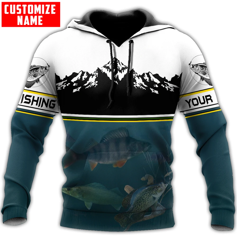Sudadera con capucha y sudadera para hombre con estampado 3D de nombre personalizado de pesca bajo el agua, sudaderas con cremallera Unisex de otoño, ropa de calle informal KJ827