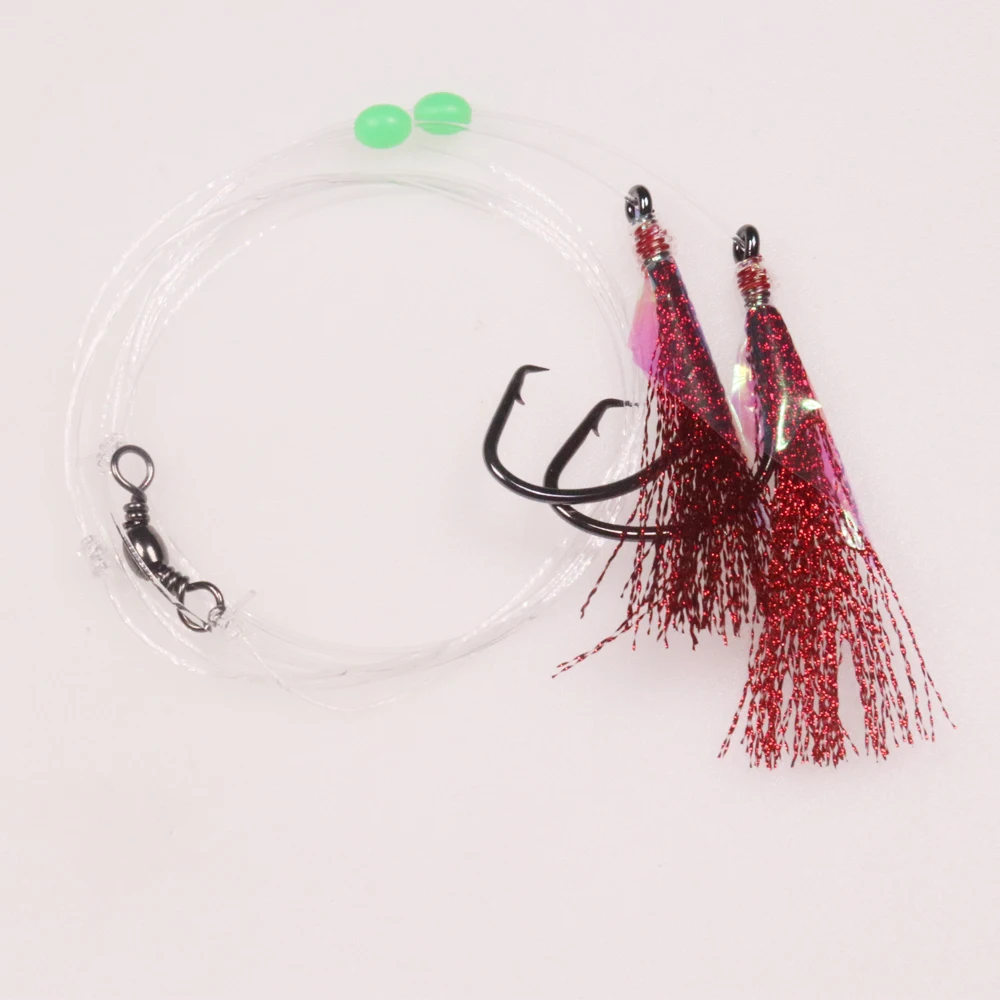 Elllv-Cebo brillante para pesca en el mar, 10 bolsas, Sabiki Rigs, 2/3 ganchos con barril giratorio, rosa, amarillo, verde, rojo, azul, 1/0 - 8/0 - imagen 4