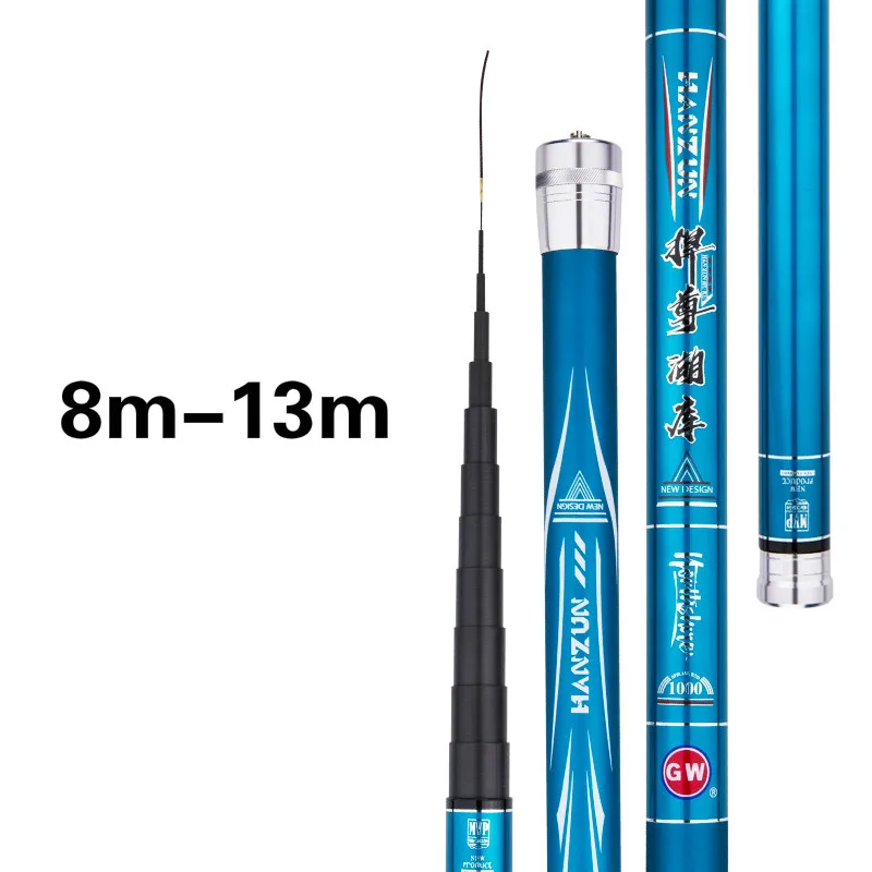 Caña de pescar de fibra de carbono para carpa, palo de mano resistente, sección larga, telescópica, 8/9/10/11/12/13m - imagen 2