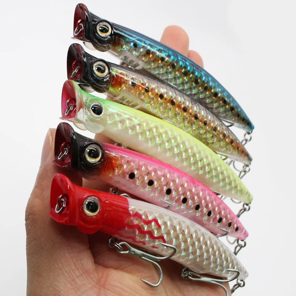 Señuelo de pesca Wobbler de 11cm y 13cm, Wobbler Popper, 5 colores, cebo de pesca topwater, wobblers para curricán, natación, cebos de manivela - imagen 4