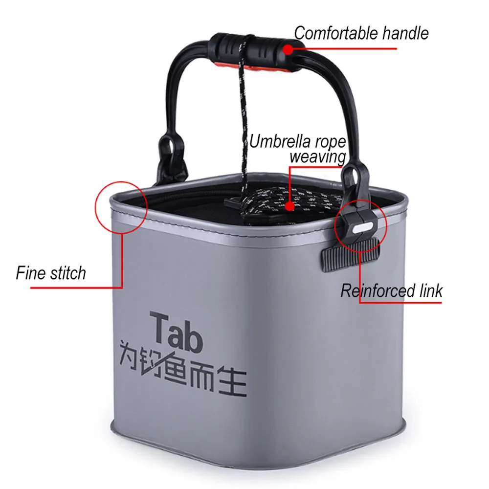 Cubo de pesca plegable para exteriores, cubo grueso de EVA de 5L-13L, caja de pescado vivo, baño, cocina, herramientas de aparejos de pesca X350G - imagen 3