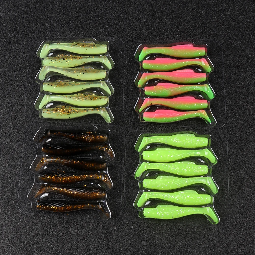 JOHNCOO-señuelo de pesca de 6 piezas, cebo blando TPR, 6cm, 2,3g, Artificial, perca, lubina, trucha, Swimbait, Minnowz Jig, sábalo - imagen 4