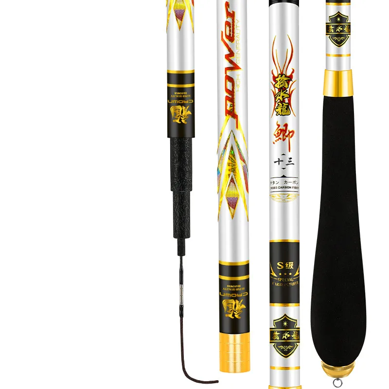 Caña De pescar De fibra De carbono, 2,7/3,6/3,9/4,5 m, caña De pescar De Taiwán, negra, carpa - imagen 2