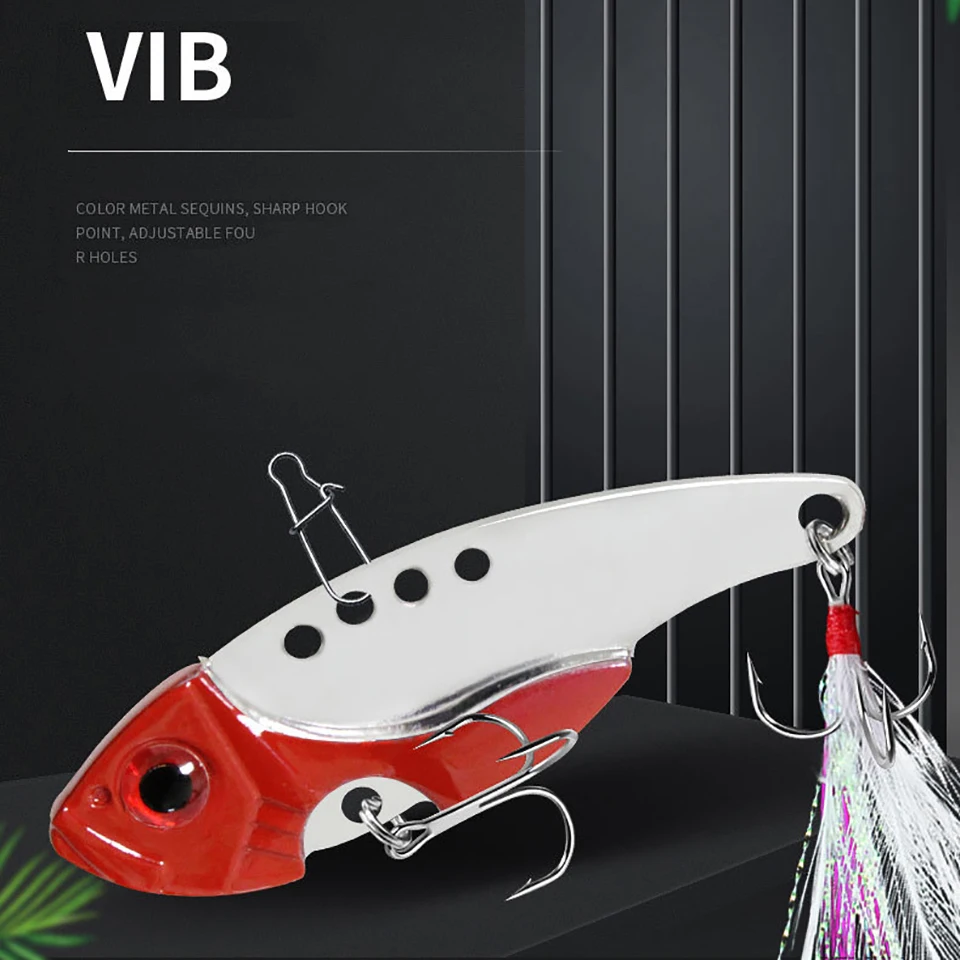 WALK FISH 1PCS Metal VIB 7g 12g Fishing Lure Vibration Spoon Hard Baits with Feather Crankbait Wobbler Swimbait Cicada Pesca - imagen 2