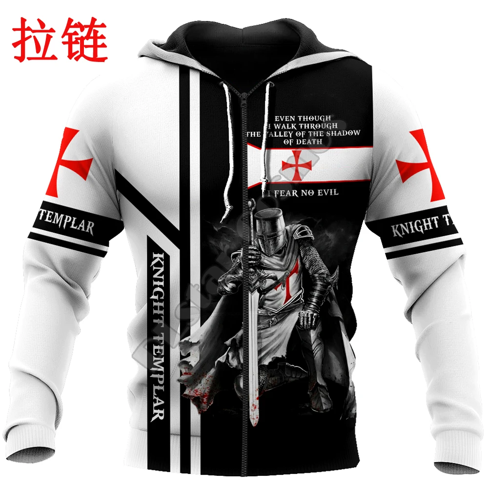 Sudadera pesca casual Brave Knight Templar con capucha 3D - imagen 4