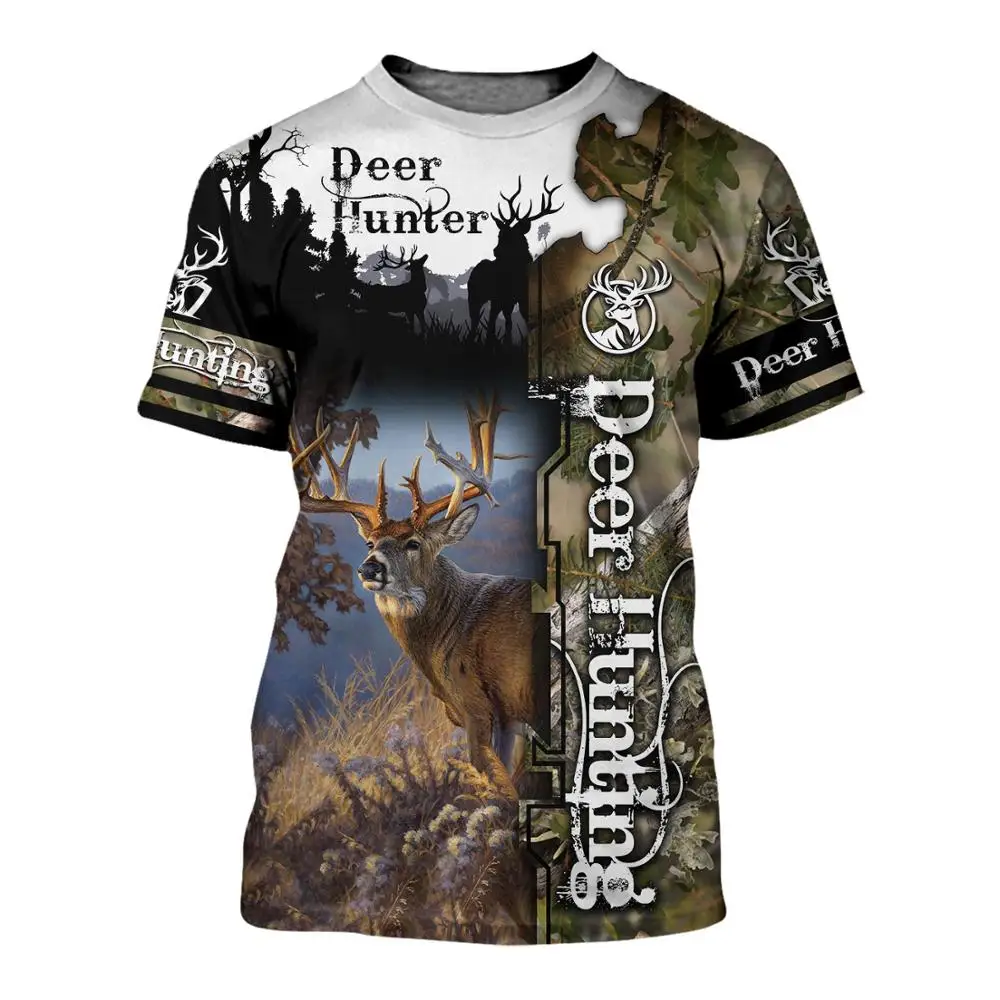 Camiseta de caza 3D con motivos de ciervo y oso – Verano 2025 unisex - imagen 5